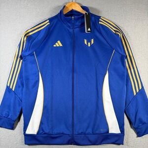Adidas Messi Track Jacket Blue Yellow Full Zip Athletic Men's XL Soccer Football